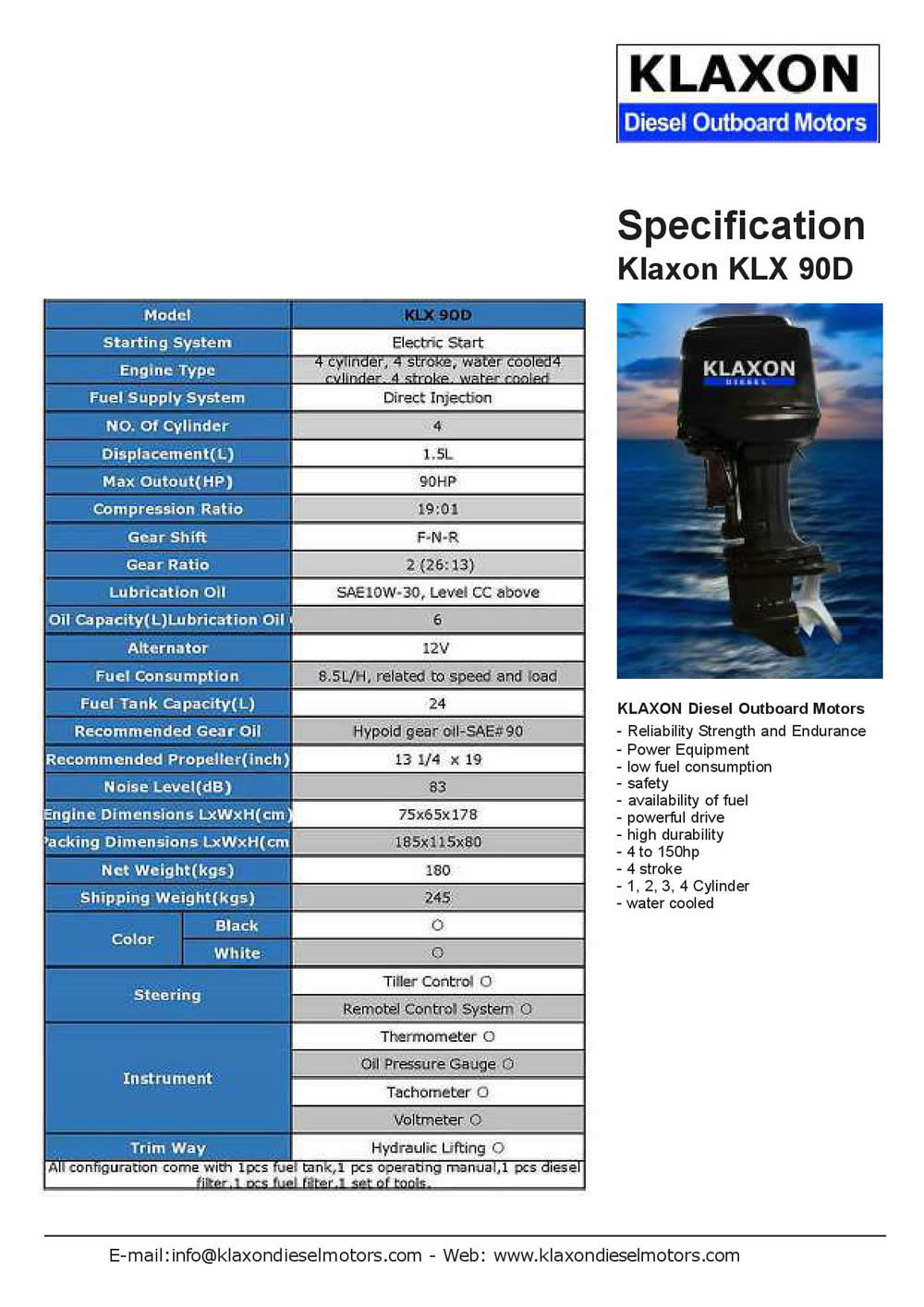 Klaxon KLX90hp Specs